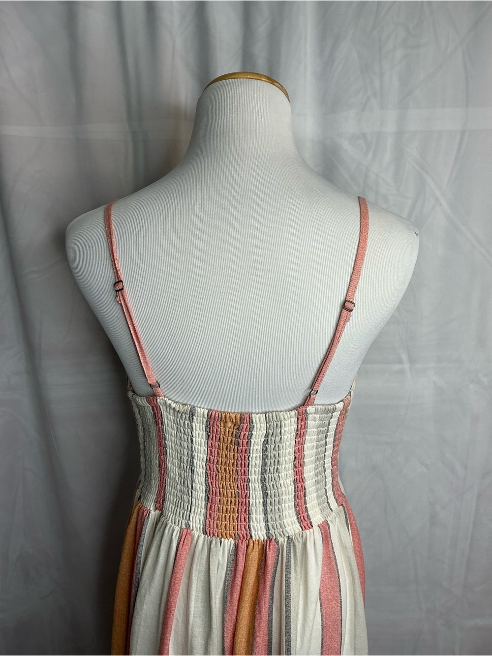 2355 - Japna 100% Cotton Striped Cutout Sundress Button Front Midi Small - Picture 8 of 12